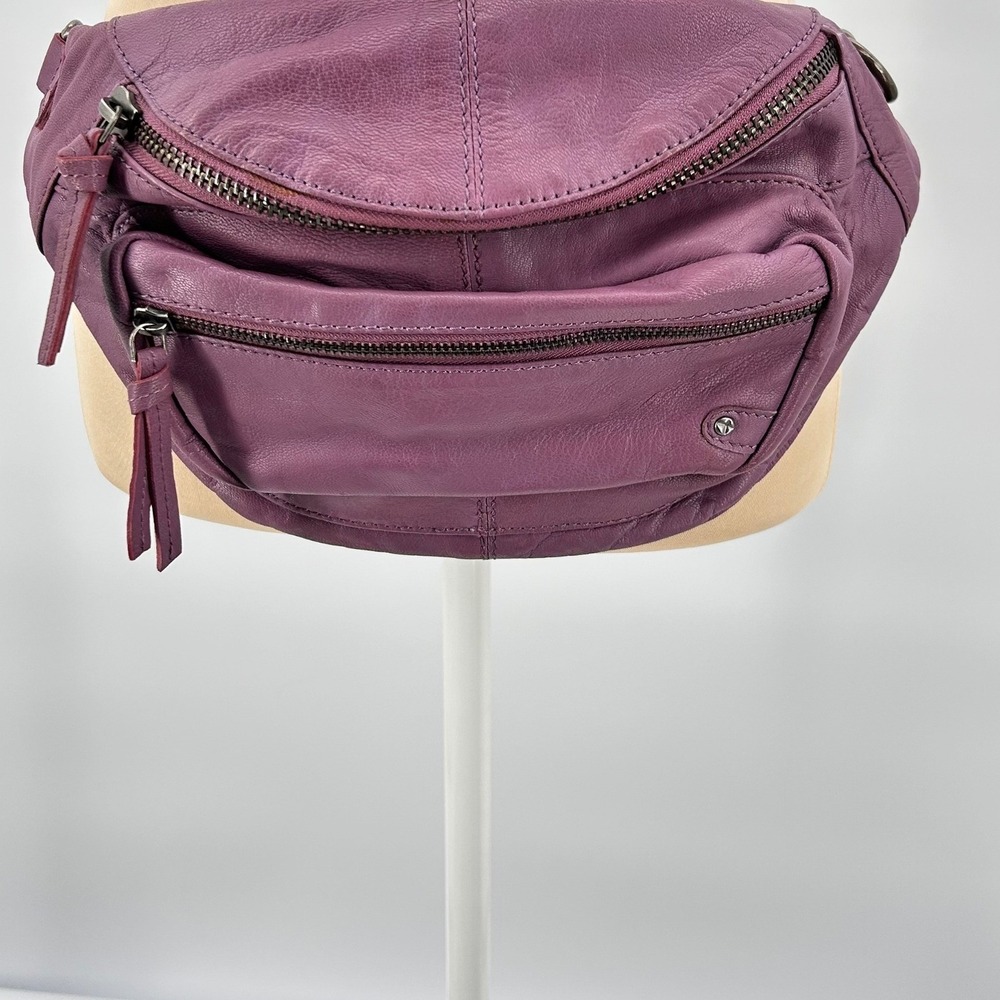 Free People Purple Goat Leather Studded Chain Belt Bag Fanny Pack Womens - Picture 2 of 11